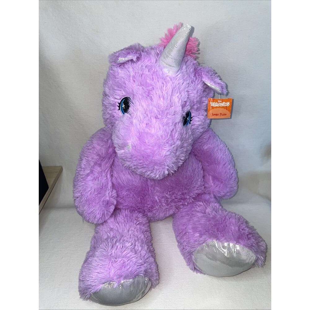 Jumbo Plush Unicorn Toy 30 inch Purple Stuffed Animal Cuddly Plushie